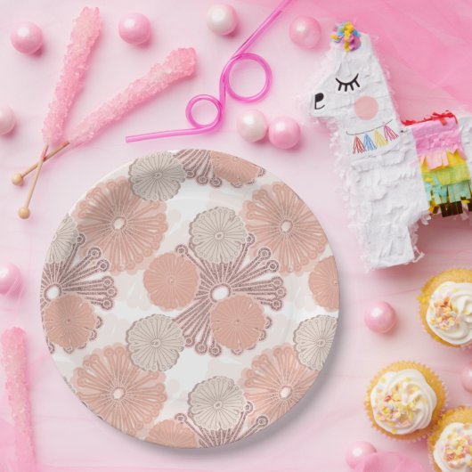 Rose Gold Blume Muster Pappteller (Party)