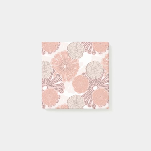 Rose Gold Blume Muster Post-it Klebezettel (Vorderseite)