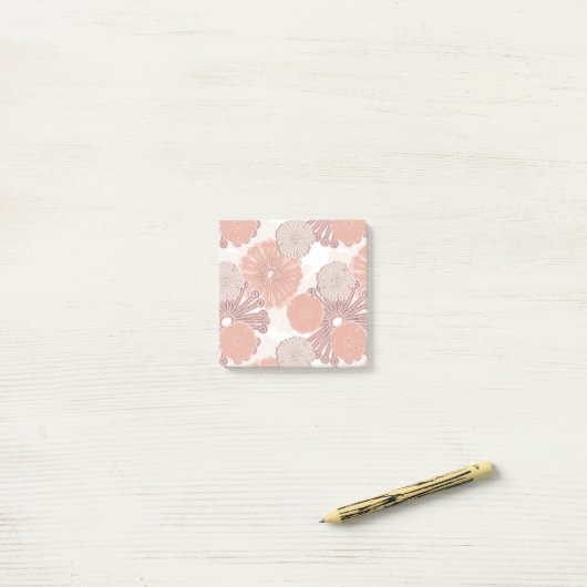 Rose Gold Blume Muster Post-it Klebezettel (Auf Schreibtisch)