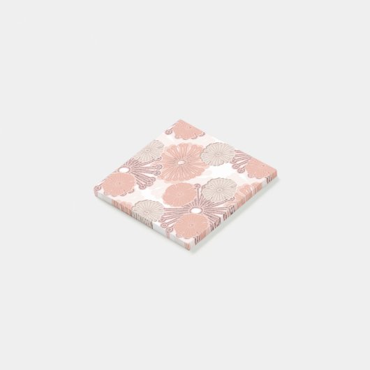 Rose Gold Blume Muster Post-it Klebezettel (angewinkelt)