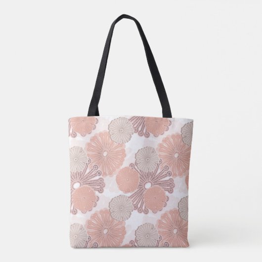 Rose Gold Blume Muster Tasche (Rückseite)