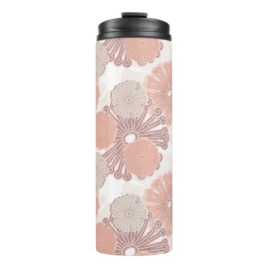 Rose Gold Blume Muster Thermosbecher (Vorderseite)