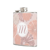 Rose Gold Blume Muster und Monogramm Flachmann (Links)