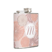 Rose Gold Blume Muster und Monogramm Flachmann (Rechts)