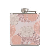 Rose Gold Blume Muster und Monogramm Flachmann (Rückseite)