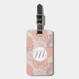 Rose Gold Blume Muster und Monogramm Gepäckanhänger