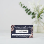 Rose Gold Blume Navy Blue Loyalty Discount Punch Treuekarte (Stehend Vorderseite)