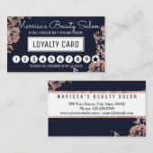 Rose Gold Blume Navy Blue Loyalty Discount Punch Treuekarte (Vorne/Hinten)