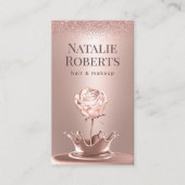Rose Gold Blume Splash Hair Stylist Makeup Artist Visitenkarte (Vorderseite)