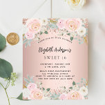 Rose Gold Blume Süß 16 Haushaltseinladung Flyer<br><div class="desc">Bitte beachten Sie, dass diese Einladung auf Flyer Papier und sehr dünn ist. Umschläge sind nicht enthalten. Für dickere Einladungen (gleiche Gestaltung) besuchen Sie bitte unseren Shop. Eine moderne, stilvolle und glamouröse Einladung zu einer Sweet 16. Geburtstagsfeier. Eine Rose goldener Hintergrund mit rot-rosa Blume, Rose. Der Name ist mit einem...</div>