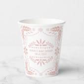 Rose Gold Blume Weiße Papagei Picado Babydusche Pappbecher (Vorderseite)