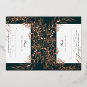 Rose Gold Blume Wreath Emerald TWO Foil RSVP Karte (Vorderseite)