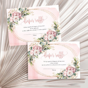 Rose Gold Blumen Eukalyptus Baby Mädchen Raffle Ka Begleitkarte