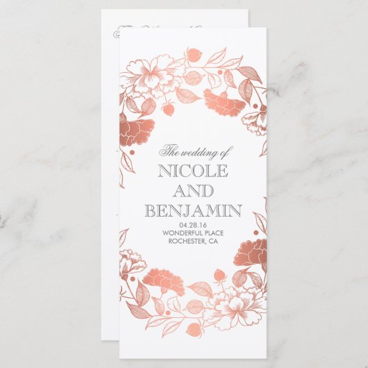 Rose Gold Blumengarten Hochzeitsprogramme Programm (Vorne/Hinten)
