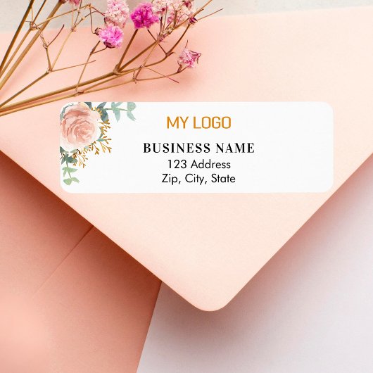 Rose Gold Blumengeschäft Logo Rücksendeadresse