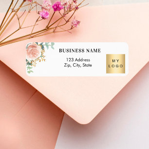 Rose Gold Blumengeschäft Logo Rücksendeadresse