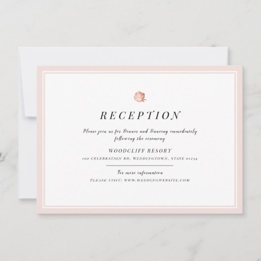 Rose Gold blumengeschmückte minimalistische Hochze Einladung (Vorderseite)