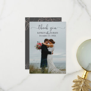 Rose Gold blumengeschmückte Silhouette Hochzeit Da Dankeskarte