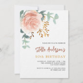 Rose Gold Blumengrün Luxus Geburtstag Einladung (Vorderseite)