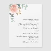 Rose Gold Blumengrün Luxushochzeit Magneteinladung (Vorderseite)