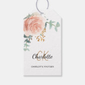 Rose Gold Blumengrün Monogramm Firmenmarke Geschenkanhänger (Vorderseite)