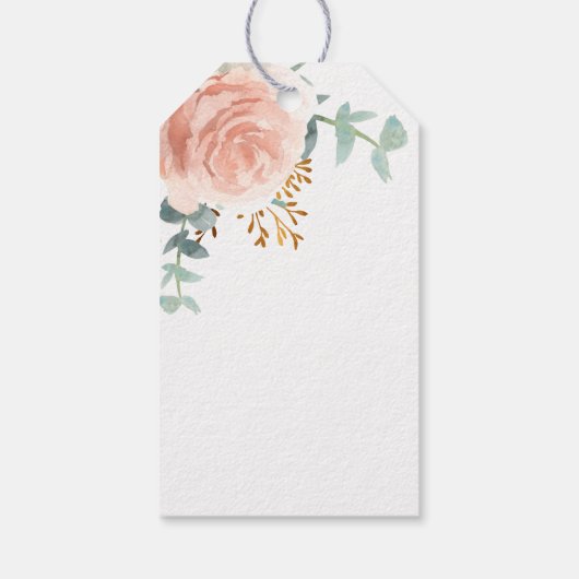 Rose Gold Blumengrün Monogramm Firmenmarke Geschenkanhänger (Rückseite)