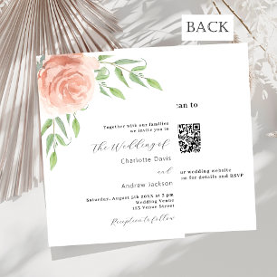 Rose Gold Blumengrün QR UAWG Luxus Hochzeit Einladung