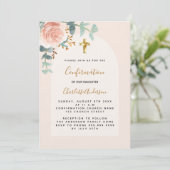 Rose Gold Blumenkreuz Luxus-Bestätigung Einladung (Stehend Vorderseite)