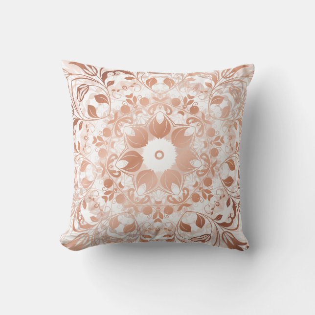 Rose-Gold-Blumenmandala Kissen (Vorderseite)