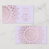 Rose Gold Blumenmandala lila Yogalehrer Visitenkarte (Vorne/Hinten)