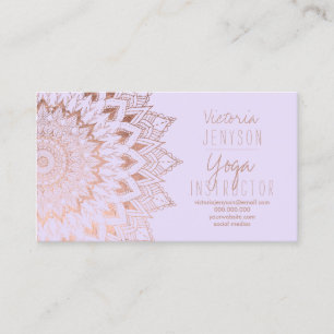 Rose Gold Blumenmandala lila Yogalehrer Visitenkarte
