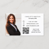 Rose Gold blumenmonogramm Foto Qr Visitenkarte (Rückseite)