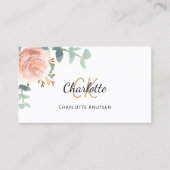 Rose Gold blumenmonogramm Foto Qr Visitenkarte (Vorderseite)
