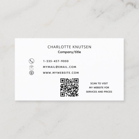 Rose Gold Blumenmonogramm Qr-Code Visitenkarte (Rückseite)