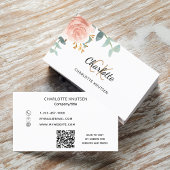 Rose Gold Blumenmonogramm Qr-Code Visitenkarte