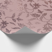 Rose Gold Blumenmuster auf Rosa Rosa Geschenkpapier (Ecke)
