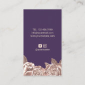 Rose Gold Blumennagel Polnischer Lila Manikurist Visitenkarte (Rückseite)