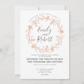 Rose Gold Blumenreath Moderne Hochzeitseinladung Einladung (Vorderseite)