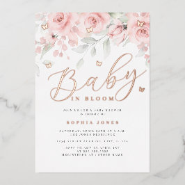 Rose Gold Blumenschmetterling Baby im Blut Folieneinladung