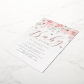 Rose Gold Blumenschmetterling Baby im Blut Folieneinladung (Gedreht)