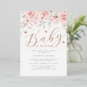 Rose Gold Blumenschmetterling Baby im Blut Folieneinladung (Stehend vorne)