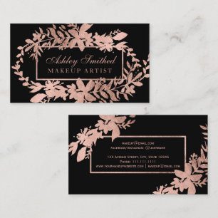Rose gold Blumenschwarze Typografie Visitenkarte