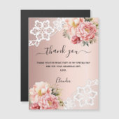 Rose Gold Blumenspitze Dank Kartenmagnet Magnetkarte (Vorne/Hinten)