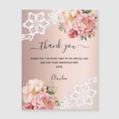 Rose Gold Blumenspitze Dank Kartenmagnet Magnetkarte (Vorderseite)