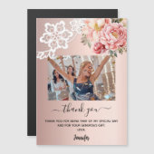 Rose gold Blumenspitze Foto Danke Magnet (Vorne/Hinten)