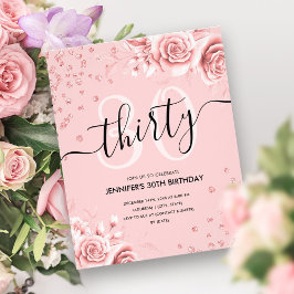 Rose Gold Blumenstrauß Glitzer 30. Geburtstag Flyer