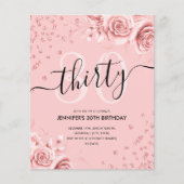 Rose Gold Blumenstrauß Glitzer 30. Geburtstag Flyer (Vorne)