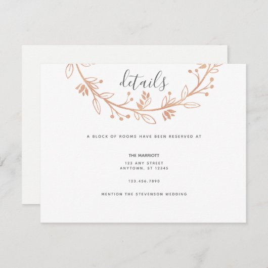 Rose Gold Blumenstrauß Moderne Hochzeitsausgabe Begleitkarte (Vorne/Hinten)