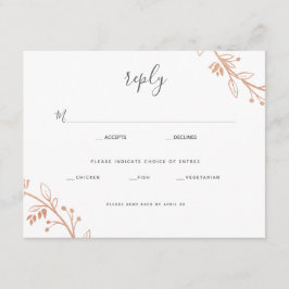 Rose Gold Blumenstrauß Moderne Hochzeitskarte2 RSVP Karte