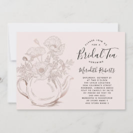 Rose Gold Blumenstrauß Teekessel Rosa Bridal Tee Einladung